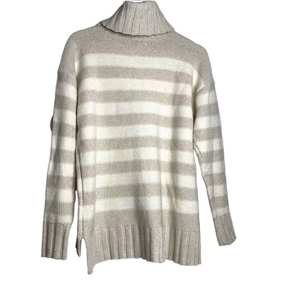 Toad&co Womens Audrey Pullover Sweater Beige Gray Long Sleeve Slit Turtleneck S - Picture 2 of 10